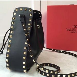Valentino Black Crossbody Bag with Gold Studs